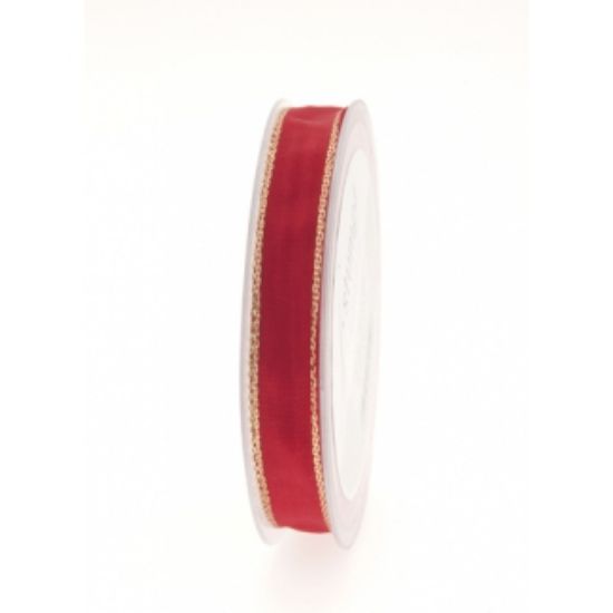 Picture of NASTRI 15mm TESSUTO 25mt ROSSO PROFILO ORO