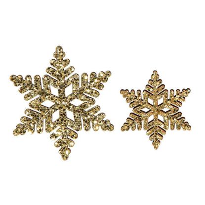 Immagine di DECORAZIONE 18pz FIOCCO  DI NEVE ORO D5 E 3cm ASS.