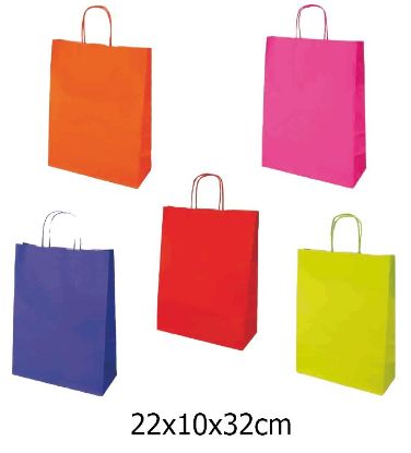 Immagine di SACCHETTI SHOPPER TINTA UNITA 22x10x32cm 25pz ASSORTITE JOLLY KRAFT