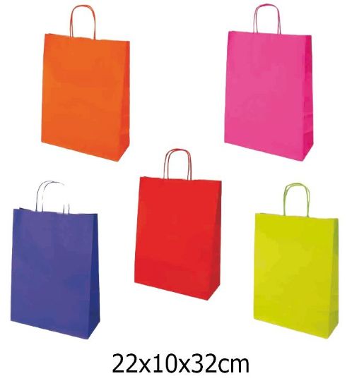 Immagine di SACCHETTI SHOPPER TINTA UNITA 22x10x32cm 25pz ASSORTITE JOLLY KRAFT