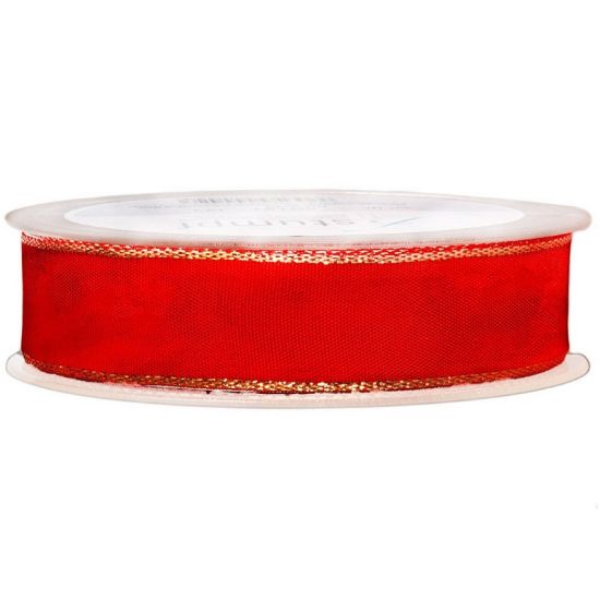 Picture of NASTRI 25mm TESSUTO 25mt ROSSO CON BORDO ORO