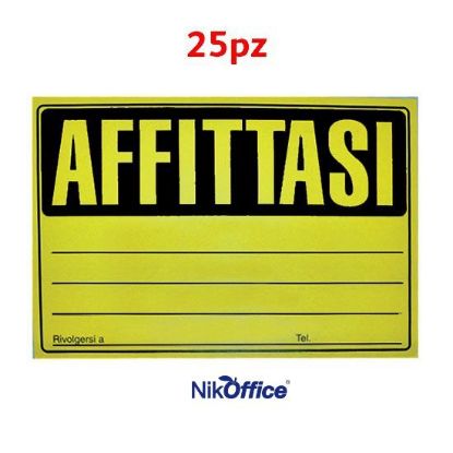 Immagine di TARGA AFFITTASI 23x33cm 25pz FLUO ASS. CARTONCINO ECONOMICO - NIKOFFICE