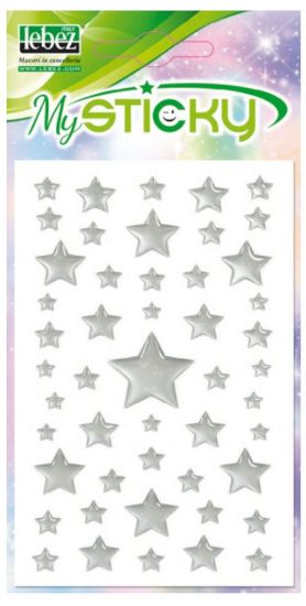 Immagine di DECORO STELLINE ADESIVE GOMMATE ARGENTO - NATALE