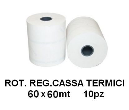 Immagine di ROTOLI REGISTRATORE CASSA TERMICI 60x60mt 10pz