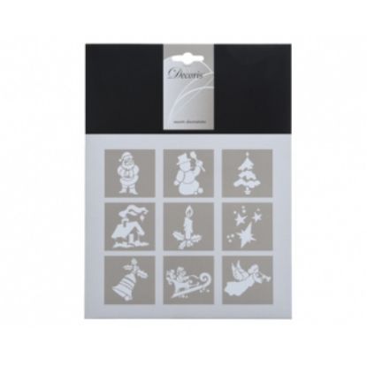 Immagine di MASCHERE STENCILS 9pz F.TO 19X25CM - NATALE