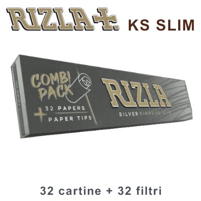 Immagine di CARTINE RIZLA KS SLIM SILVER 24pz (32fg+32filtri)  (Acc. 5,53)-D00002003