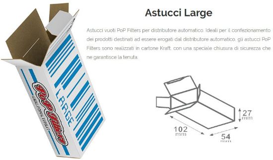 Immagine di ASTUCCI VUOTI DISTRIBUTORE 250pz LARGE 10,2-5,4-H2,7cm POP FILTERS