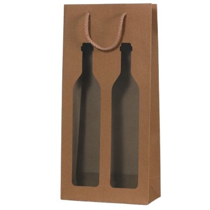 Picture of SACCHETTI SHOPPER BOTTIGLIA 17,5x37 + 8,5cm 12pz  NATURALE- x2bottiglie