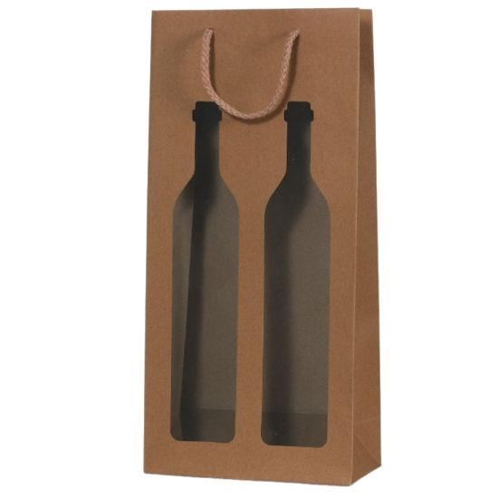 Picture of SACCHETTI SHOPPER BOTTIGLIA 17,5x37 + 8,5cm 12pz  NATURALE- x2bottiglie