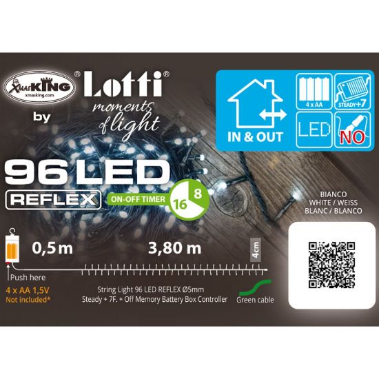 Immagine di LUMINARIA LED 96L FREDDO L.3,80mt x ESTERNO BATTERIA VERDE