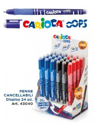 Immagine di PENNA SFERA CARIOCA OOPS 24pz CANCELLABILE - COLORI ASSORTITI