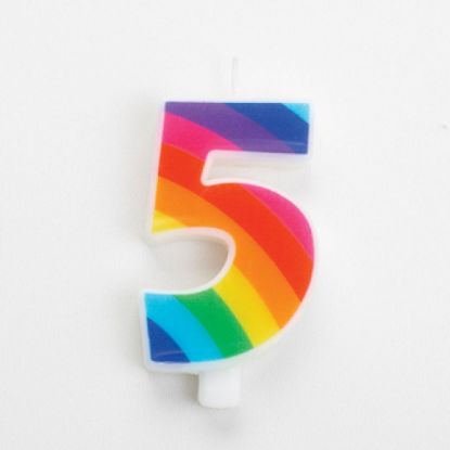 Immagine di CANDELA COMPLEANNO 9,5cm 1pz N.5 RAINBOW SCINTILLANTE