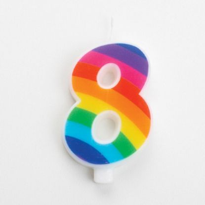 Immagine di CANDELA COMPLEANNO 9,5cm 1pz N.8 RAINBOW SCINTILLANTE