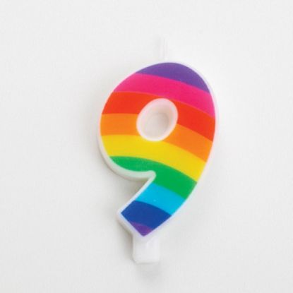 Immagine di CANDELA COMPLEANNO 9,5cm 1pz N.9 RAINBOW SCINTILLANTE