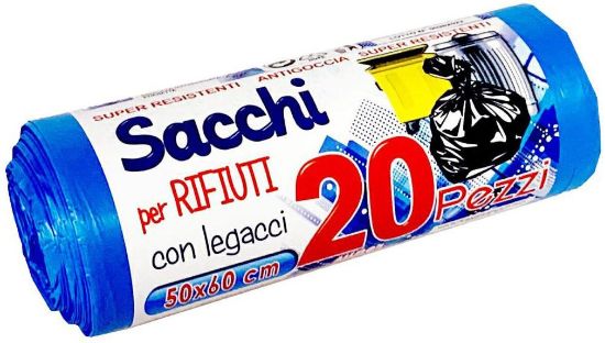 Immagine di SACCHETTI IMMONDIZIA 50x60cm 6x20pz AZZURRO