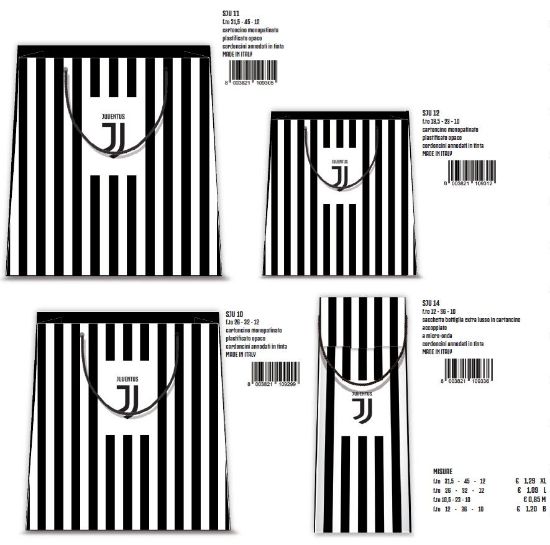 Immagine di SACCHETTI SHOPPER DECOR 18,5x23x10cm 12pz JUVENTUS - 4 soggetti assortiti