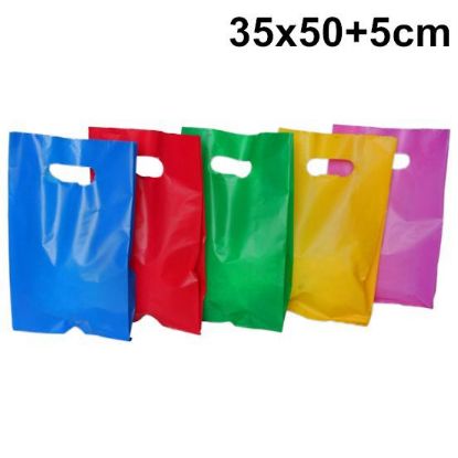 Immagine di SACCHETTI SHOPPER PLASTICA 35x50+5cm 100pz TINTAUNITA MANIGLIA FAGIOLO