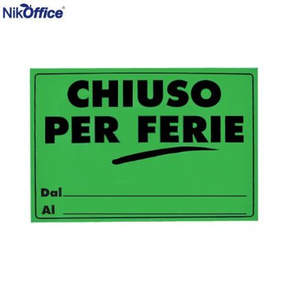 Immagine di TARGA CHIUSO PER FERIE 23X33cm 25pz FLUO IN CARTONCINO