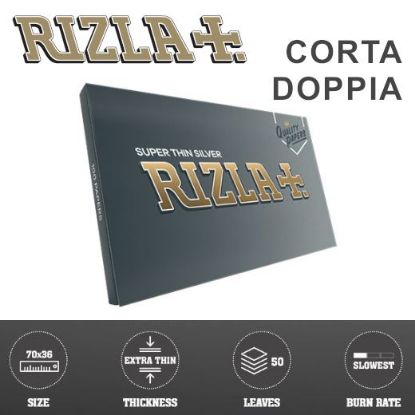 Immagine di CARTINE RIZLA CORTA SILVER DOPPIA 25pz (Acc. 9)-A00015005