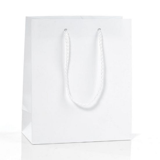 Immagine di SACCHETTI SHOPPER RINFORZATA BIANCO 16x8x19cm 12pz CON MANICO CORDA