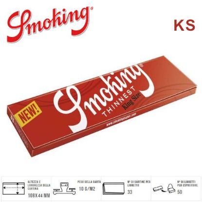 Immagine di CARTINE SMOKING KS THINNEST 50pz ROSSA (Acc. 5,94)-A00030010