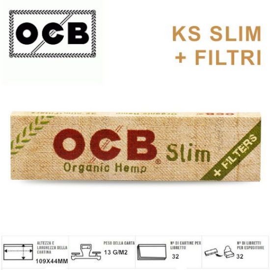 Immagine di CARTINE OCB KS SLIM ORGANIC HEMP32pz (32fg+32filtri) (Acc.7,37)-PROV-D00066003