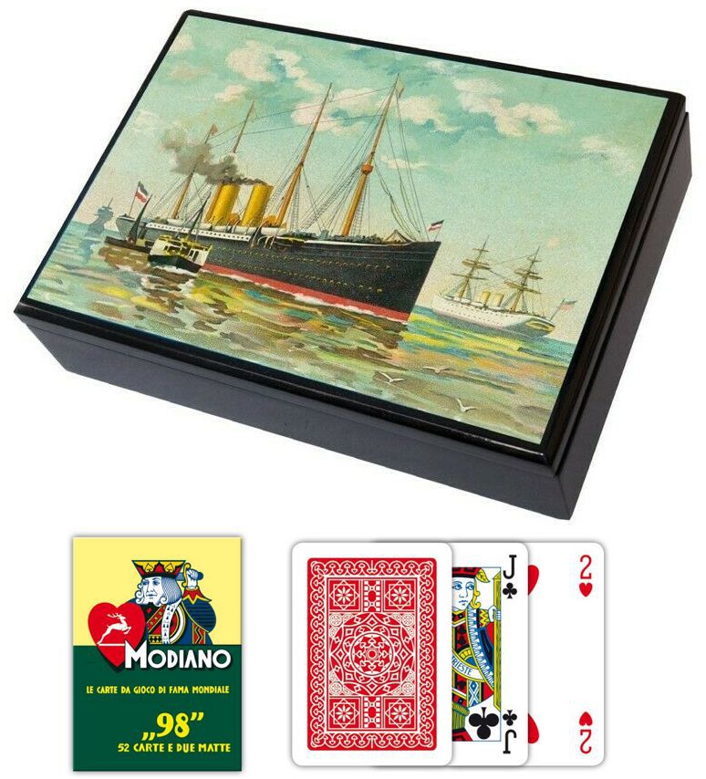 NKlaus Scatola per carte e cubi in legno di mango/ottone, 17,5 x 11,5 x