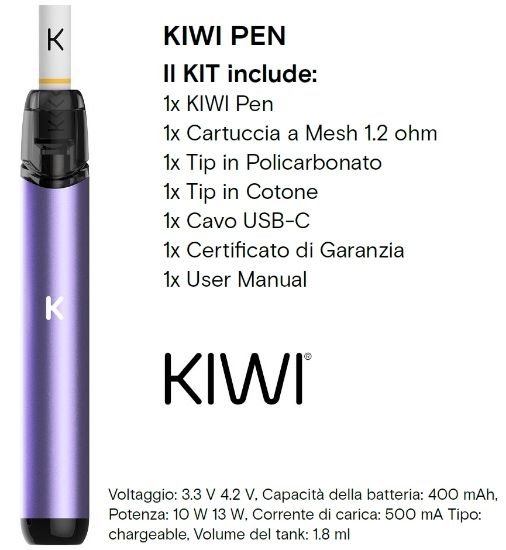 Immagine di KIWI PEN KIT SPACE VIOLET - KIWI VAPOR (pvp.29,90)