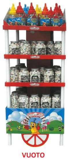 Immagine di ESPOSITORE CARAMELLE CARRETTO CASA DEL DOLCE VUOTO ( CON 1000,00euro DI PRODOTTI)