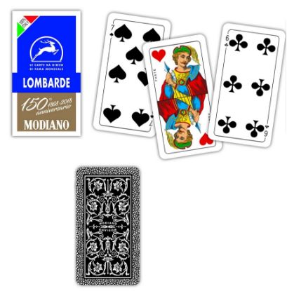 Immagine di CARTE DA GIOCO LOMBARDE 150 BLU "con numero" MODIANO 1pz