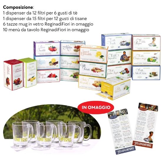 Immagine di REGINADIFIORI TE' E TISANE 252pz 2,5/3gr. ASSORTITI + 6 TAZZE + MENU