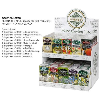 Immagine di MLESNA TE e INFUSI 30ASTUCCI X30 - 900pz 2gr. ASSORTITI + EXPO DA BANCO