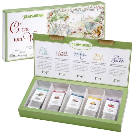 Immagine di REGINADIFIORI TISANE SCATOLA 30pz 3gr. ASSORTITI + SCATOLA REGALO