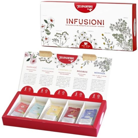 Immagine di REGINADIFIORI INFUSI BIO SCATOLA 30pz 3gr. ASSORTITI + SCATOLA REGALO