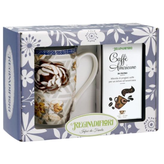 Immagine di REGINADIFIORI SCATOLA REGALO MUG + CAFFE' AMERICANO
