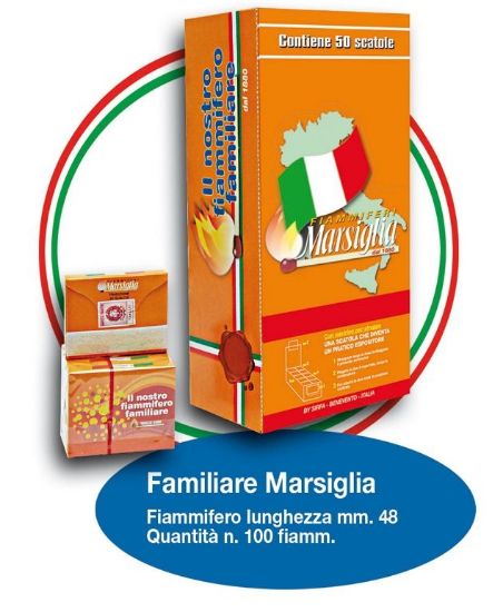 Immagine di FIAMMIFERI FAMILIARI MARSIGLIA 50pz STECCA DA 5 x 100 FIAMMIFERI