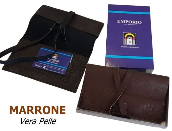 Immagine di PORTATABACCO 1pz GRANDE VERA PELLE MARRONE 16x9cm