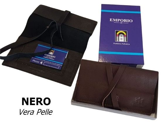 Picture of PORTATABACCO 1pz GRANDE VERA PELLE NERO 16x9cm