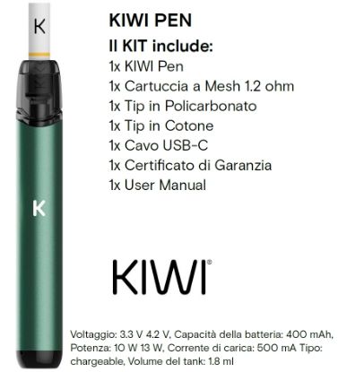 Immagine di KIWI PEN KIT MIDNIGHT GREEN - KIWI VAPOR (pvp.29,90)