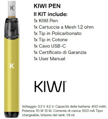 Immagine di KIWI PEN KIT LIGHT YELLOW - KIWI VAPOR (pvp.29,90)