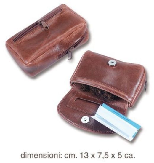 Immagine di PORTATABACCO 1pz SIMILPELLE CON PORTA CARTINE INTERNO MARRONE