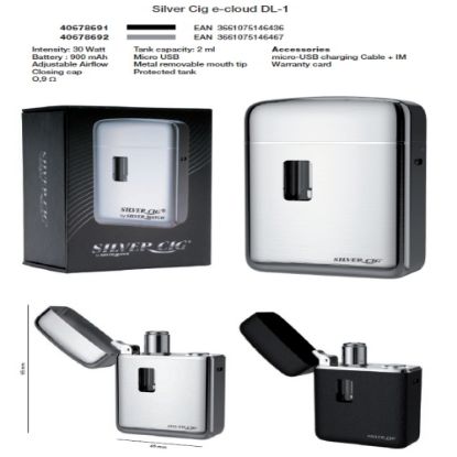 Immagine di SILVER CIG SIGARETTA ELETTRONICA ECLOUD 900mAh SILVER 1pz + CARICATORE USB