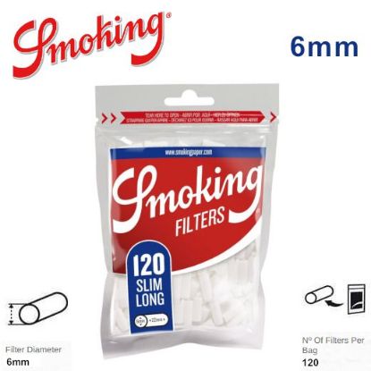 Immagine di FILTRI SMOKING SLIM 6mm XL LUNGO 22mm 30x120pz BUSTINA (Acc. 12,96)-C00013007