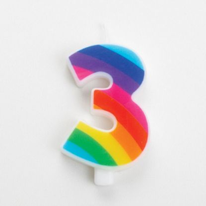 Immagine di CANDELA COMPLEANNO 9,5cm 1pz N.3 RAINBOW SCINTILLANTE