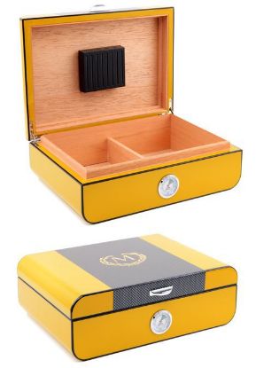 Picture of UMIDIFICATORE PER SIGARI 1pz 28x20x9cm x 25sigari + IGROMETRO - GIALLO MYON RACING ED.