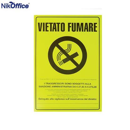 Immagine di TARGA VIETATO FUMARE 23X33cm 25pz FLUO IN CARTONCINO