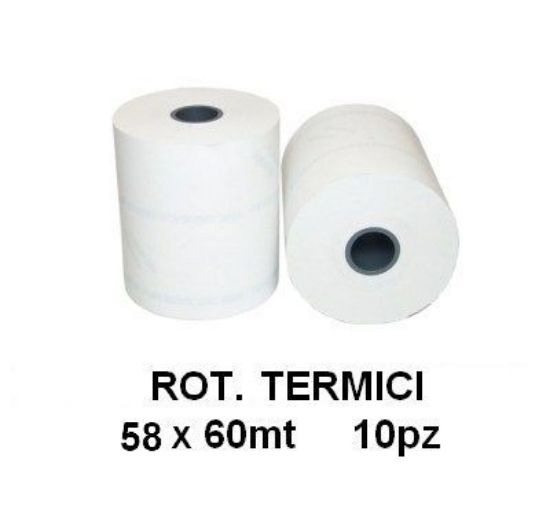 Immagine di ROTOLI REGISTRATORE CASSA TERMICI 58x60mt 10pz