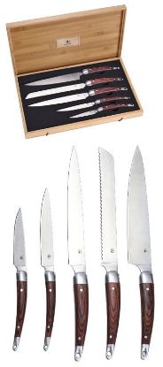Picture of LAGUIOLE COLTELLI CUCINA SET 1x5pz KINVES PAKKA BAMBOO