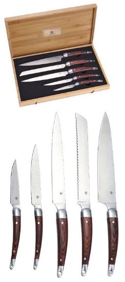 Picture of LAGUIOLE COLTELLI CUCINA SET 1x5pz KINVES PAKKA BAMBOO