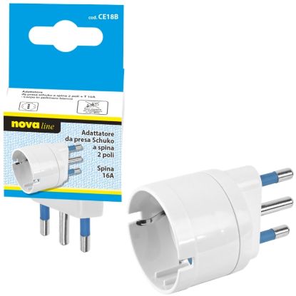 Immagine di PRESA ADATTATORE da SCHUKO a SPINA 2poli+T16A - NOVALINE